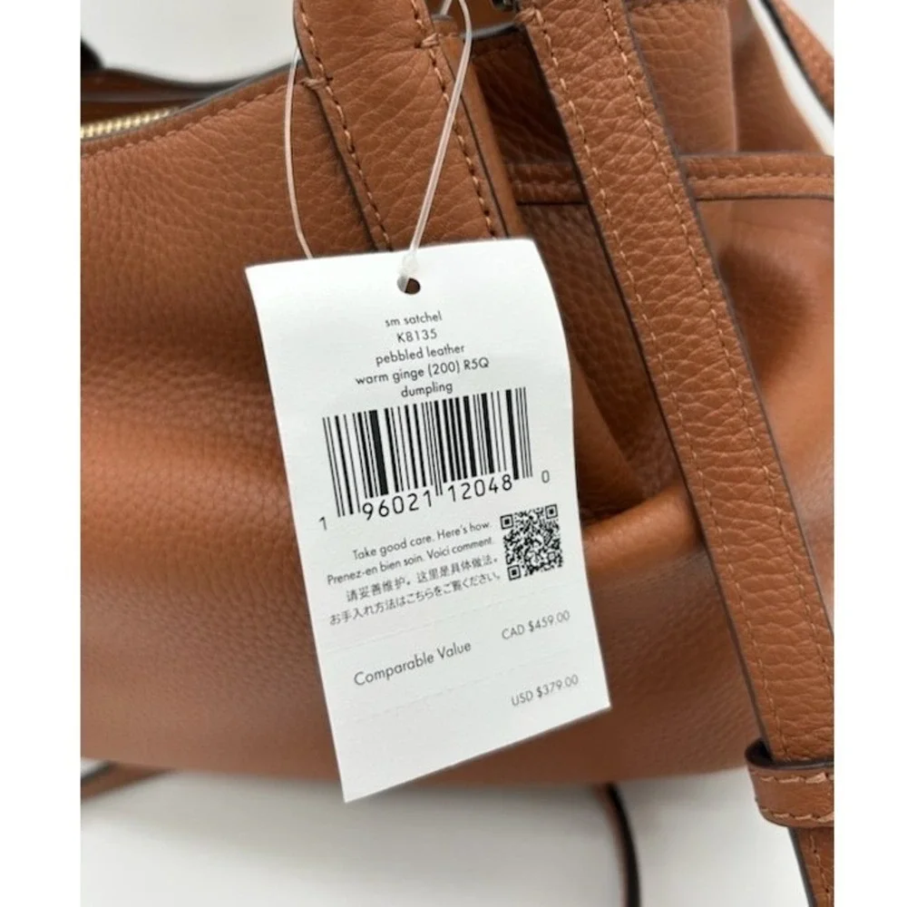 NEW Kate Spade Dumpling Satchel Women's Brown Pebbled Leather K8135 $379